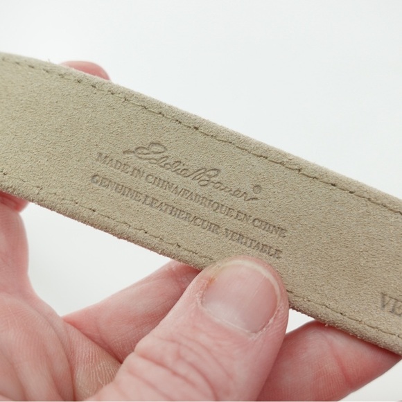 Eddie Bauer Tan Suede & Multicolor Canvas Stripe Belt Sz L Hiking Gorpcore - Picture 13 of 15